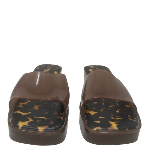 Rare Rouje x Melissa Jelly Glossy Brown Tortoise Mules Slides Sandals 9 Retro - Picture 6 of 15